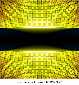 Technology squares with green yellow fire flare burst. EPS 8 vector file included