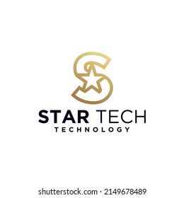 Technology star letter s logo design creative minimalist design template graphics for business