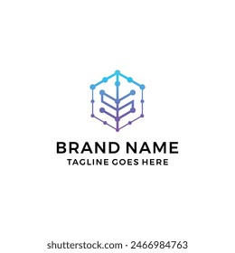 Technology startup innovation with network Internet system logo vector illustration