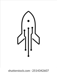 Tecnología, inicio, iconos de cohetes. conjunto de iconos
