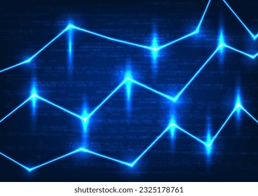 Gráfico de material tecnológico con líneas brillantes y código numérico en ejecución. El fondo desprende una atmósfera futurista con su tono azul. Una representación visual de la tecnología en las finanzas.