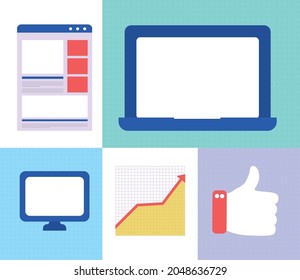 technology and strategy icon set