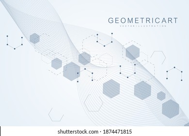 Technology structure molecular connect elements. Connection with hexagons elements. Vector illustration