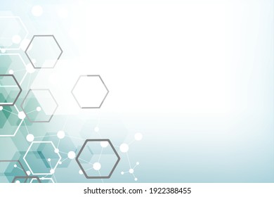Technology structure molecular connect elements. Connection with hexagons elements. Vector illustration