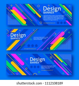 technology style banner with colorful lines and blue background