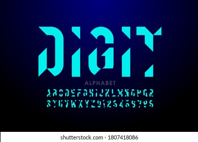 Technology style font design, alphabet and numbers vector illustration