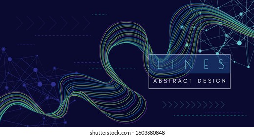 Technology style horizontal background. Abstract banner for scientific, medical or sport them design with lines, dots and digital decoration elements.