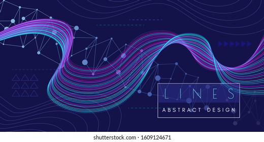 Technology style horizontal background. Abstract banner for scientific, medical or sport them design with lines, dots and digital decoration elements.