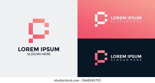 technology style letter P logo