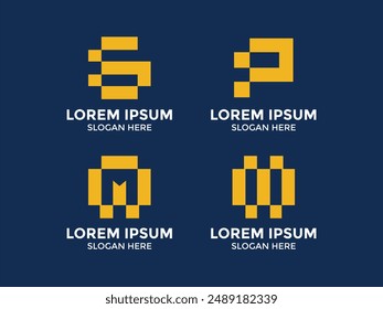technology style monogram logo collection