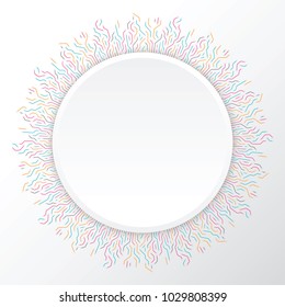 Technology sun from colore lines connections. Abstract information connectivity background. IT-development futuristic conception. Neural structure. Vector illustration