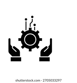 Technology Support Icon – Hands Protecting System and Innovation Development