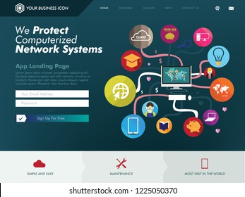 technology support for internet networking website landing page template 