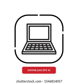 Technology symbol, laptop outline vector icon