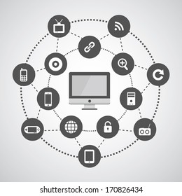 technology symbol on gray background 