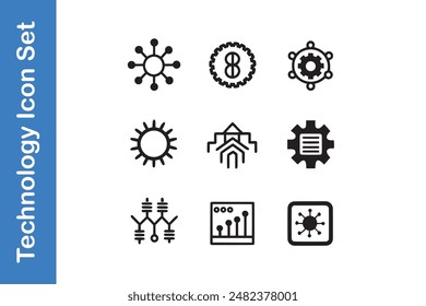 Technology symbols, circuit, patterns, gears, micro