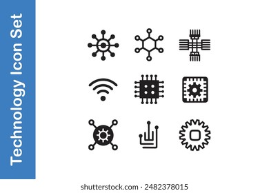 Technology symbols, circuit, patterns, gears, micro