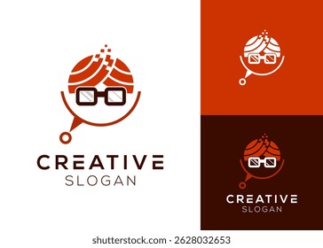 Technology teacher logo. Teacher with technology elements and stethoscope logo design