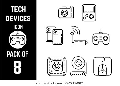 Technology or Tech icon pack bundle lineart vector template