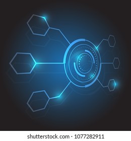 Technology template blue background.