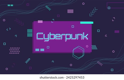 Plantilla de tecnología en estilo Cyberpunk. Fondo colorido futurista. Ilustración geométrica del vector retro