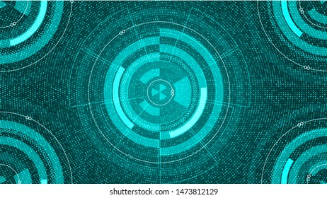 Technology template visualization. Elements with lines, circles and dots array. Technology template connection complex. Visual concept. Graphic abstract background. Vector illustration. Eps 10