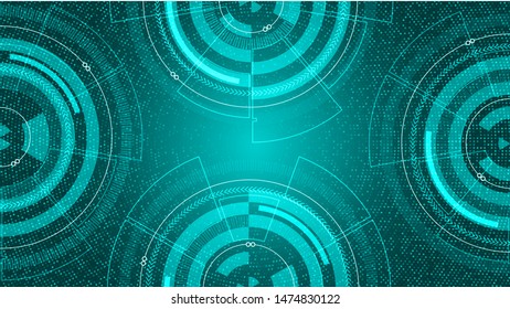 Technology template visualization. Elements with lines, circles and dots array. Technology template connection complex. Visual concept. Graphic abstract background. Vector illustration. Eps 10
