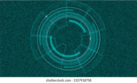 Technology template visualization. Elements with lines, circles and dots array. Technology template connection complex. Visual concept. Graphic abstract background. Vector illustration. Eps 10