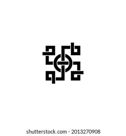 El logotipo o icono del tentáculo tecnológico tiene el significado de un proceso tecnológico en expansión. adecuado para describir el negocio de la tecnología, internet, redes, ordenadores.
