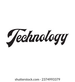 technology text on white background.