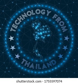 Technology From Thailand. Futuristic geometric badge of the country. Technological concept. Round Thailand logo. Vector illustration.