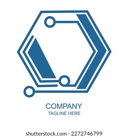 technology theme blue abstract logo design