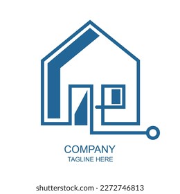 technology theme blue abstract logo design