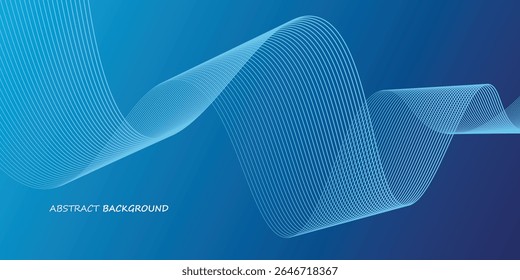 Technology themed dark blue background with wave lines. Futuristic background