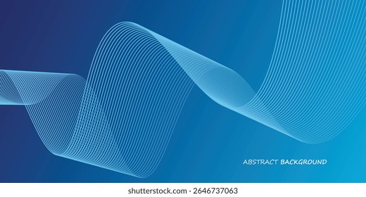 Technology themed dark blue background with wave lines. Futuristic background