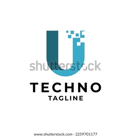 technology themed letter U logo. great for any technology-related business