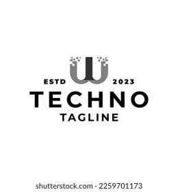 technology themed letter W logo. great for any technology-related business