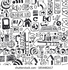 Technology themed seamless cartoon vector print design.