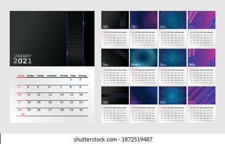 Ilustración de vectores del Calendario de Temas de Tecnología 2021.	