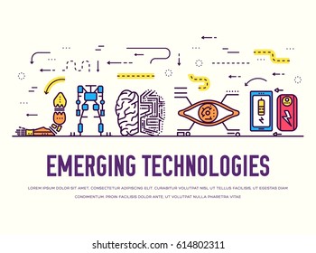 Technology thin line icons set. Automation artificial intelligence tech vector pack