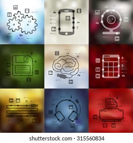 technology timeline presentations with blurred unfocused background