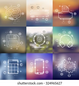 technology timeline presentations with blurred unfocused background