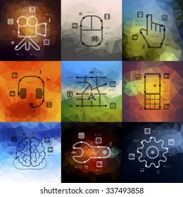 technology timeline presentations with blurred unfocused background