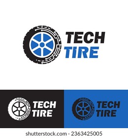 technology tire logo design vector illustration