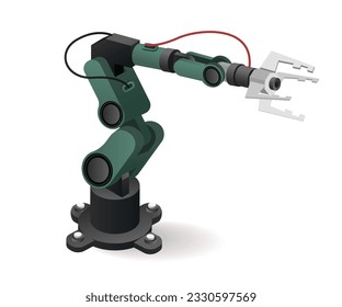 Herramienta de tecnología brazo robótico con concepto de inteligencia artificial ilustración isométrica