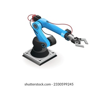 Technology Tool industrial robotic arm AI isometric illustration concept