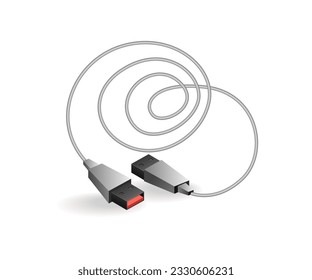 Technology Tool USB data cable isometric illustration concept