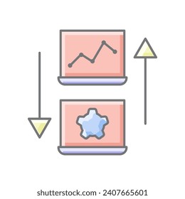 Technology Transfer Process awesome lineal color icon, color outline icon, vector, pixel perfect icon