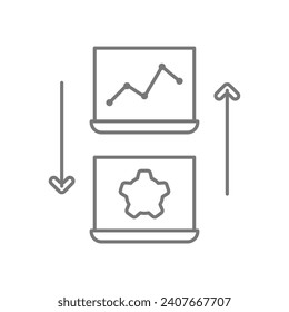 Technology Transfer Process grey thinline icon, 1px stroke, outline icon, vector, pixel perfect icon