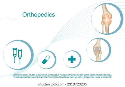 Tecnología para el tratamiento del hueso de la rodilla. Resumen de traumatología y ortopedia. Ciencias médicas en el hospital para las articulaciones corporales.